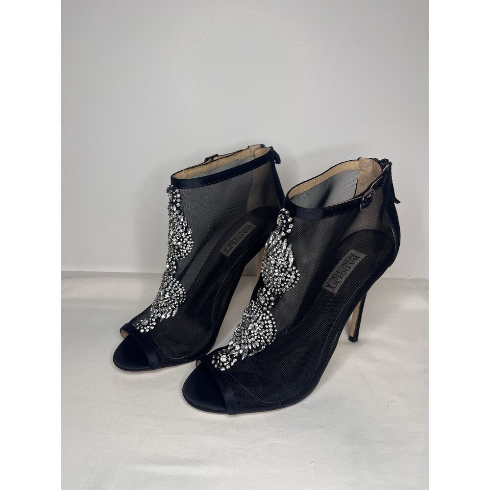 Badgley Mischka Heels Size 7.5 Black Mesh Embellished Evening
